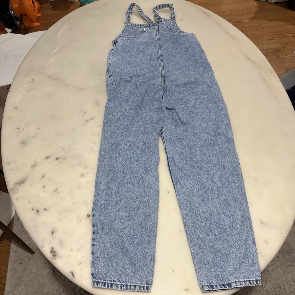 MNG Mango Women’s XS Light Washed Denim Overalls Bib Strap Casual Blue Jumpsuit - Picture 2 of 12